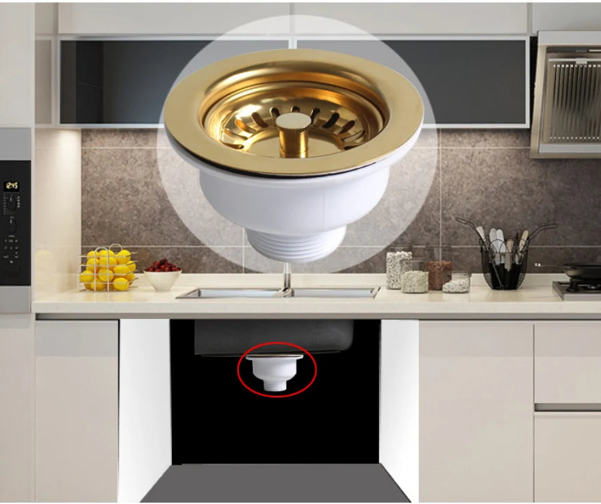 Sink Strainer & Stopper Stainless Steel Removable Basket