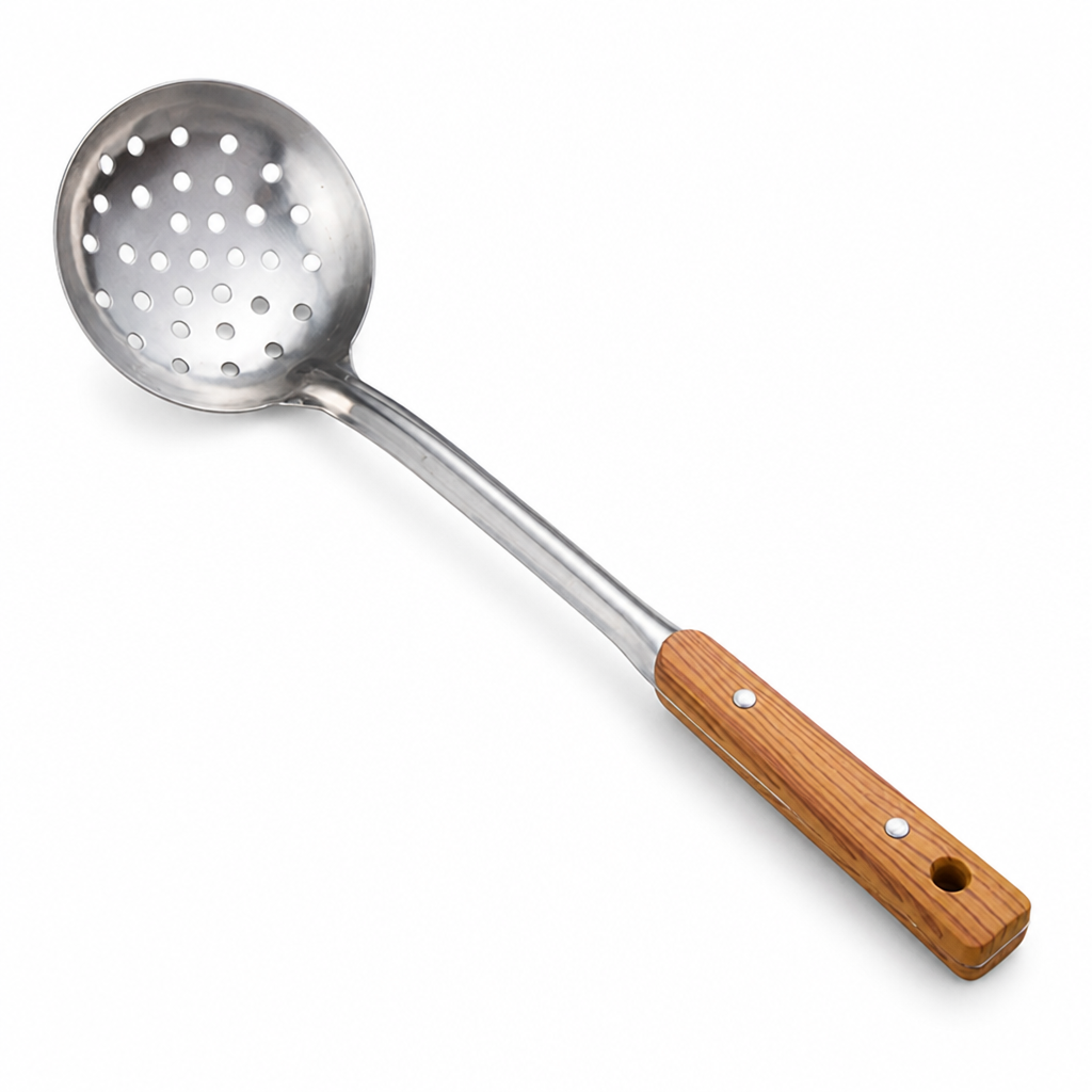 Slotted Turner Spatula Stainless Steel Head Ergonomic Wooden Handle