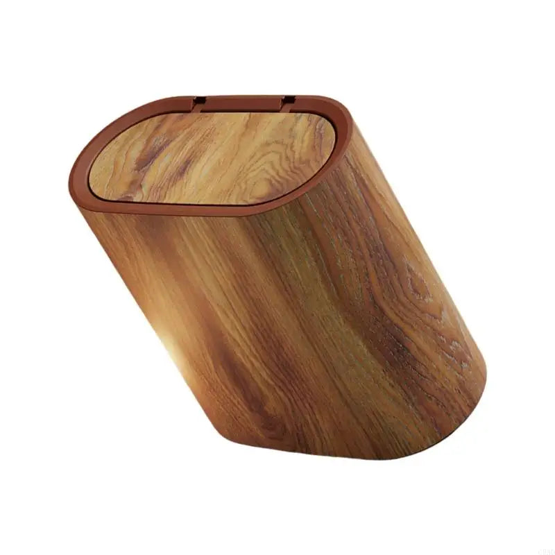 Small Trash Bin Hidden Lid Wood Finish