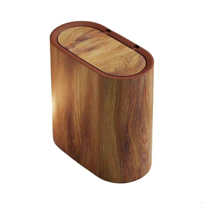 Small Trash Bin Hidden Lid Wood Finish