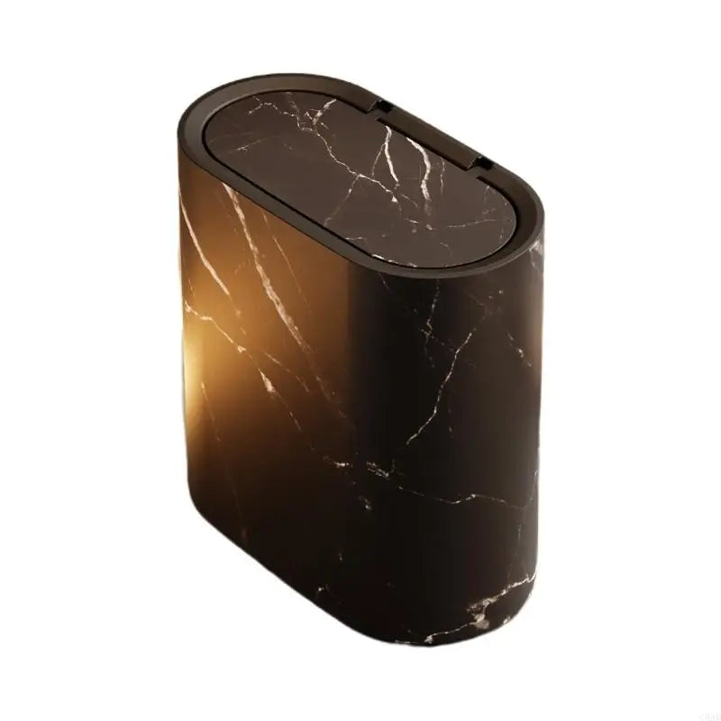 Small Trash Bin Hidden Lid Wood Finish