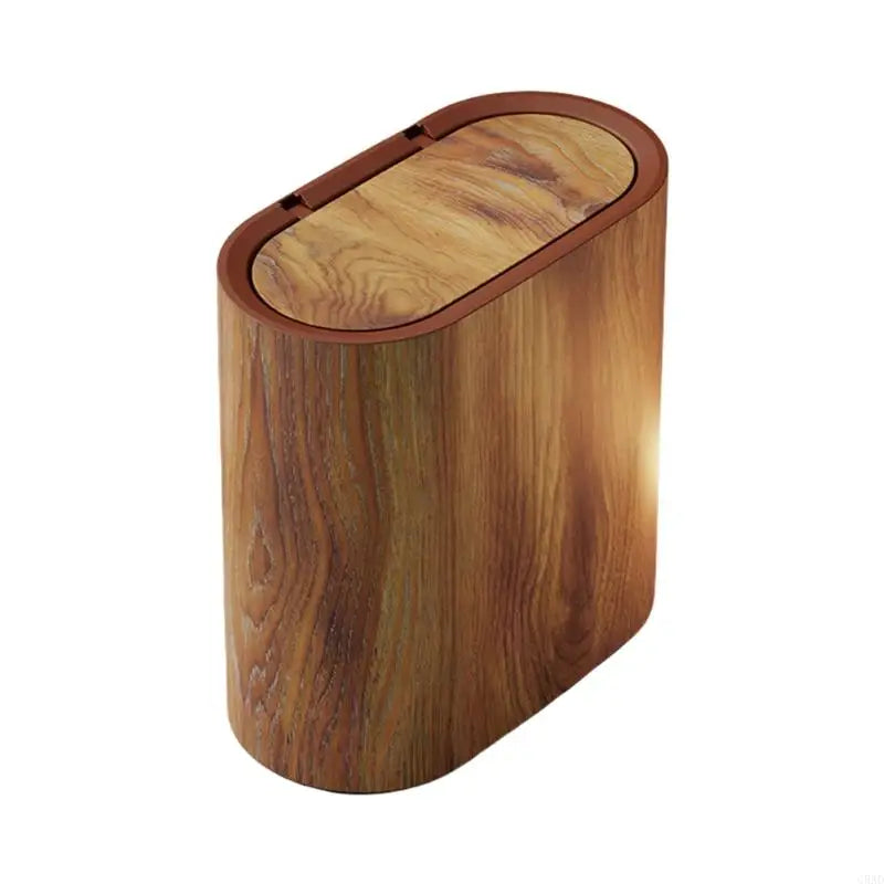 Small Trash Bin Hidden Lid Wood Finish