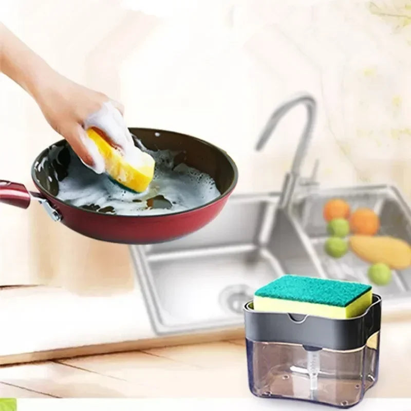 Soap Dispenser Push-Top Integrated Sponge Holder