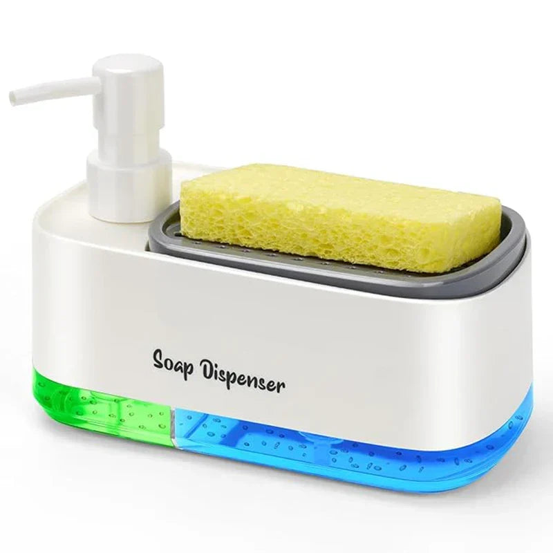 Soap Dispenser Set 3-In-1 Refillable Sponge Holder