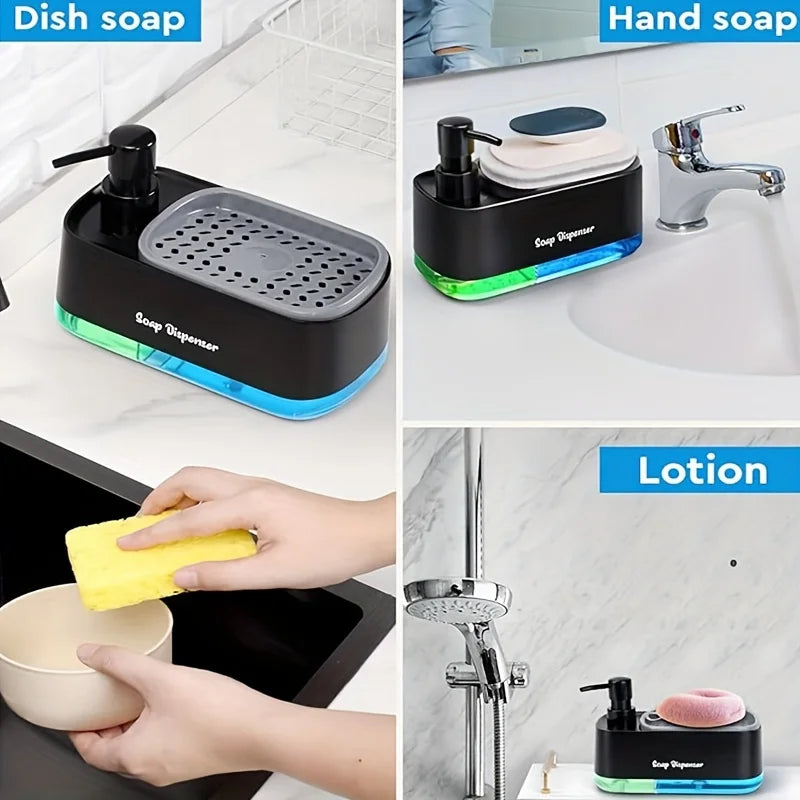 Soap Dispenser Set 3-In-1 Refillable Sponge Holder