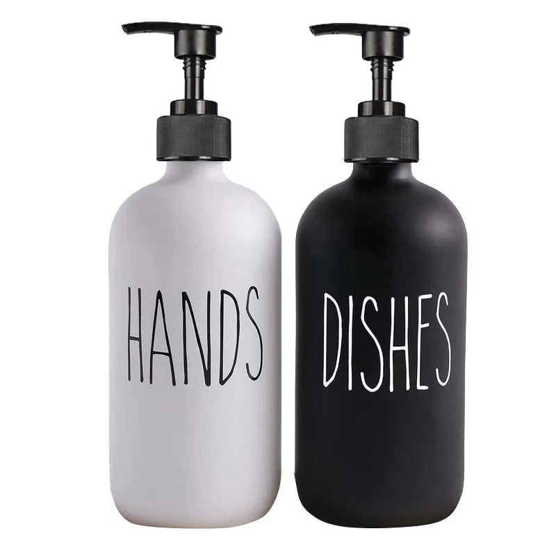 Soap Dispenser Set Matte Black Refillable Leak-Resistant Pump