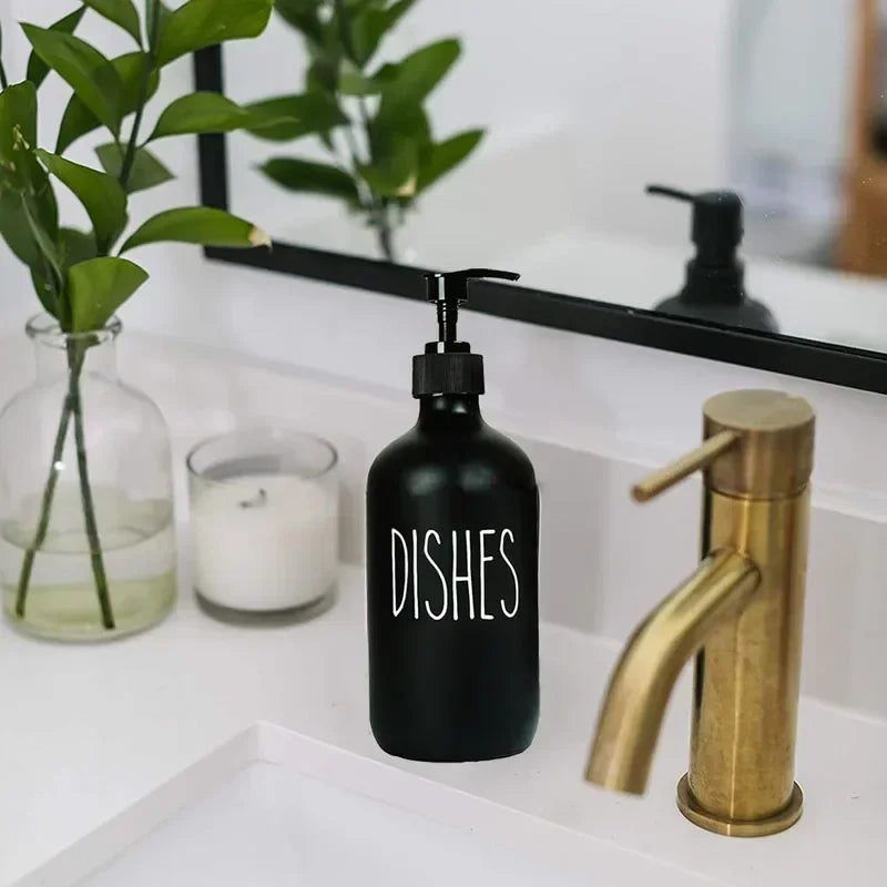 Soap Dispenser Set Matte Black Refillable Leak-Resistant Pump