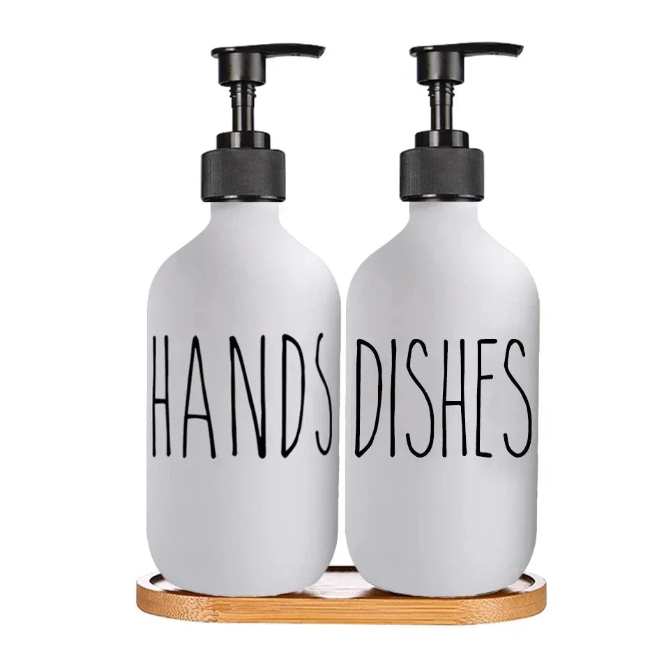 Soap Dispenser Set Matte Black Refillable Leak-Resistant Pump