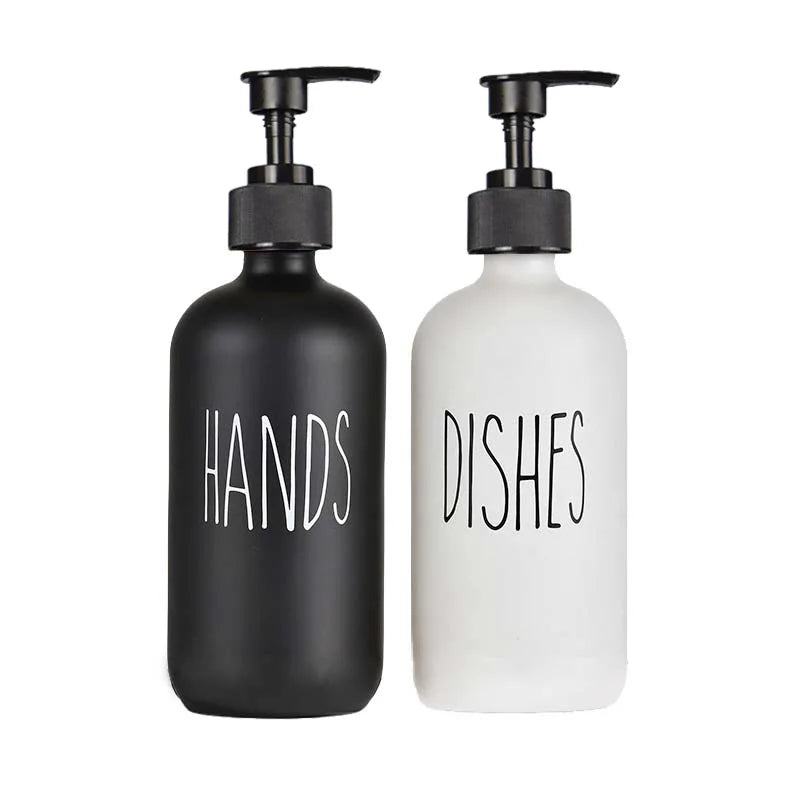 Soap Dispenser Set Matte Black Refillable Leak-Resistant Pump
