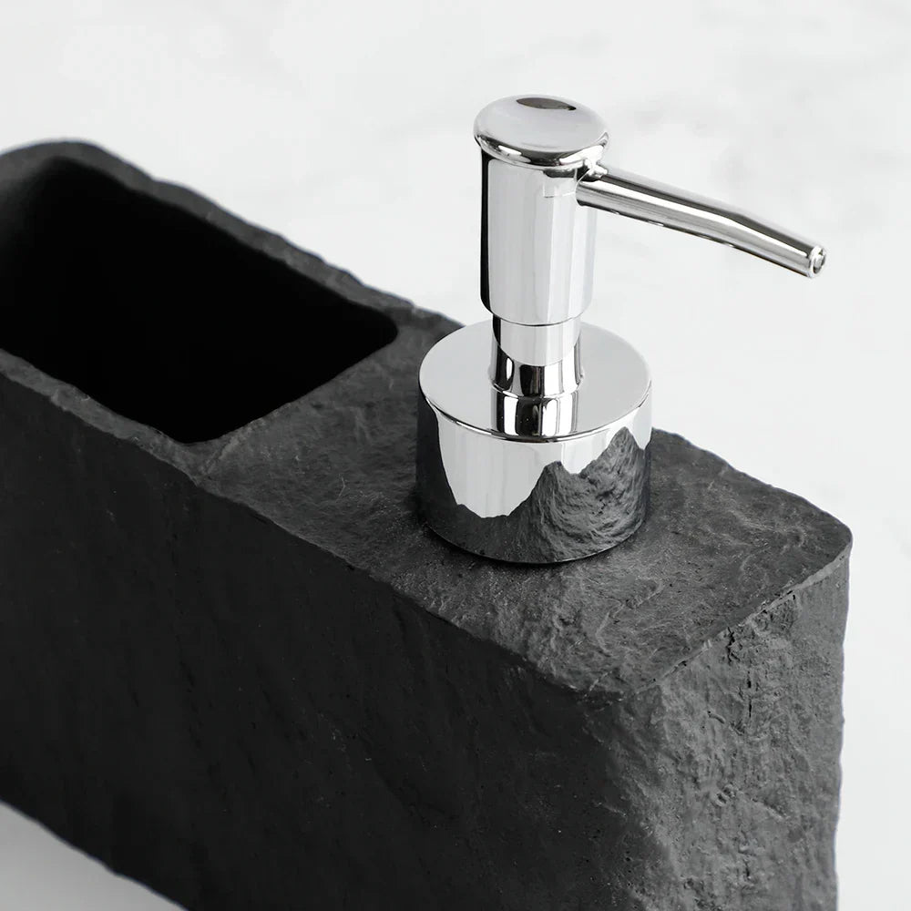 Soap Dispenser & Sponge Holder Stone-Look Refillable Pump