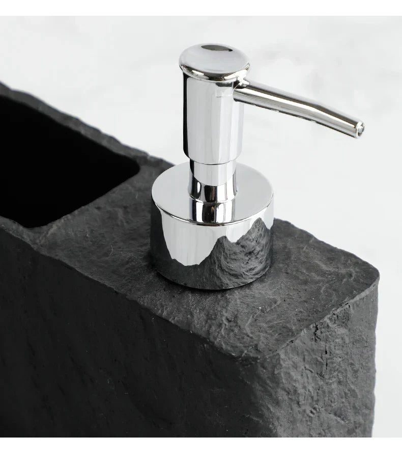 Soap Dispenser & Sponge Holder Stone-Look Refillable Pump