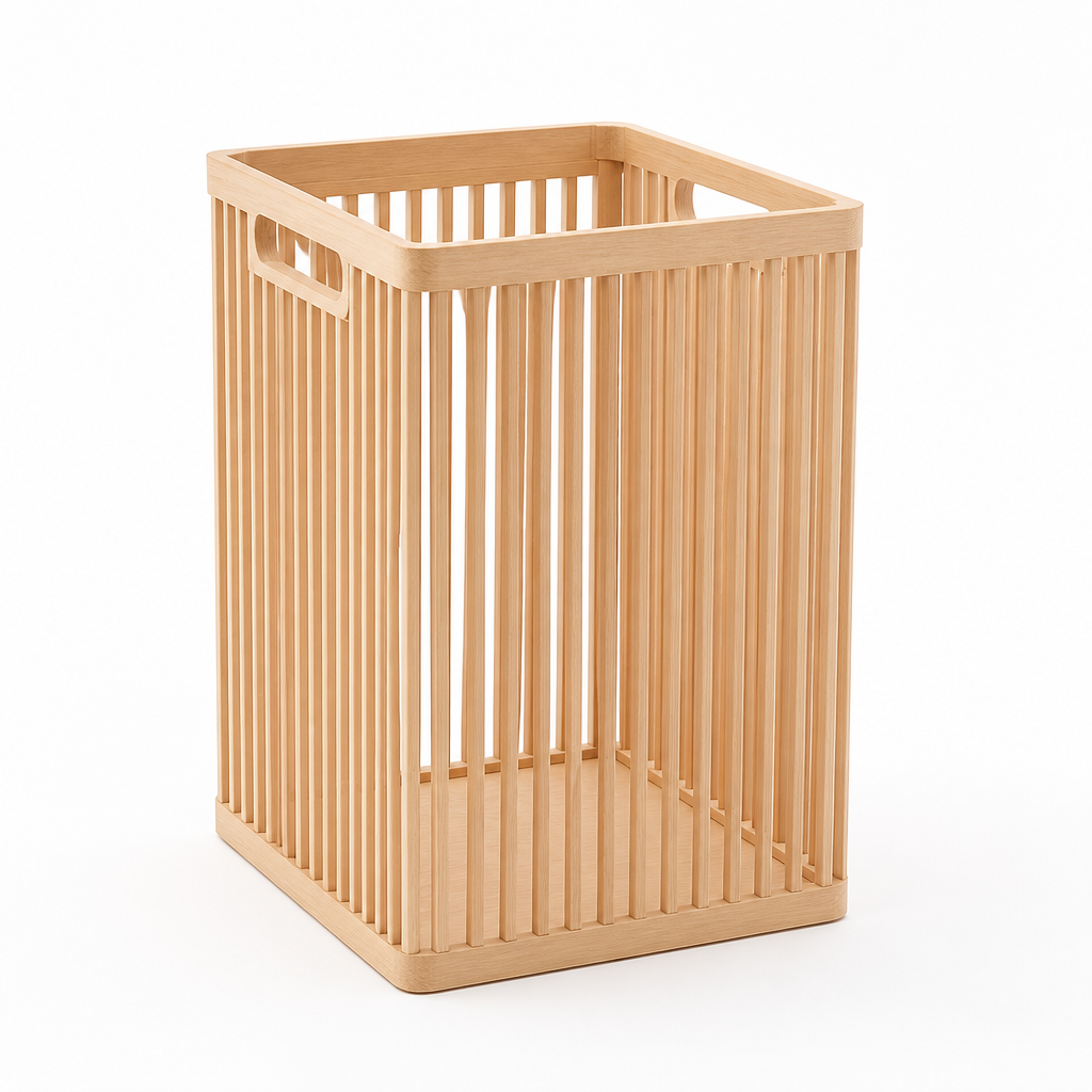 Solid Wood Open-Top Laundry Basket