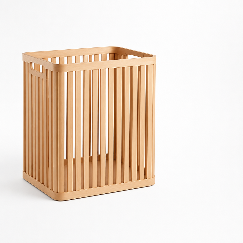 Solid Wood Open-Top Laundry Basket