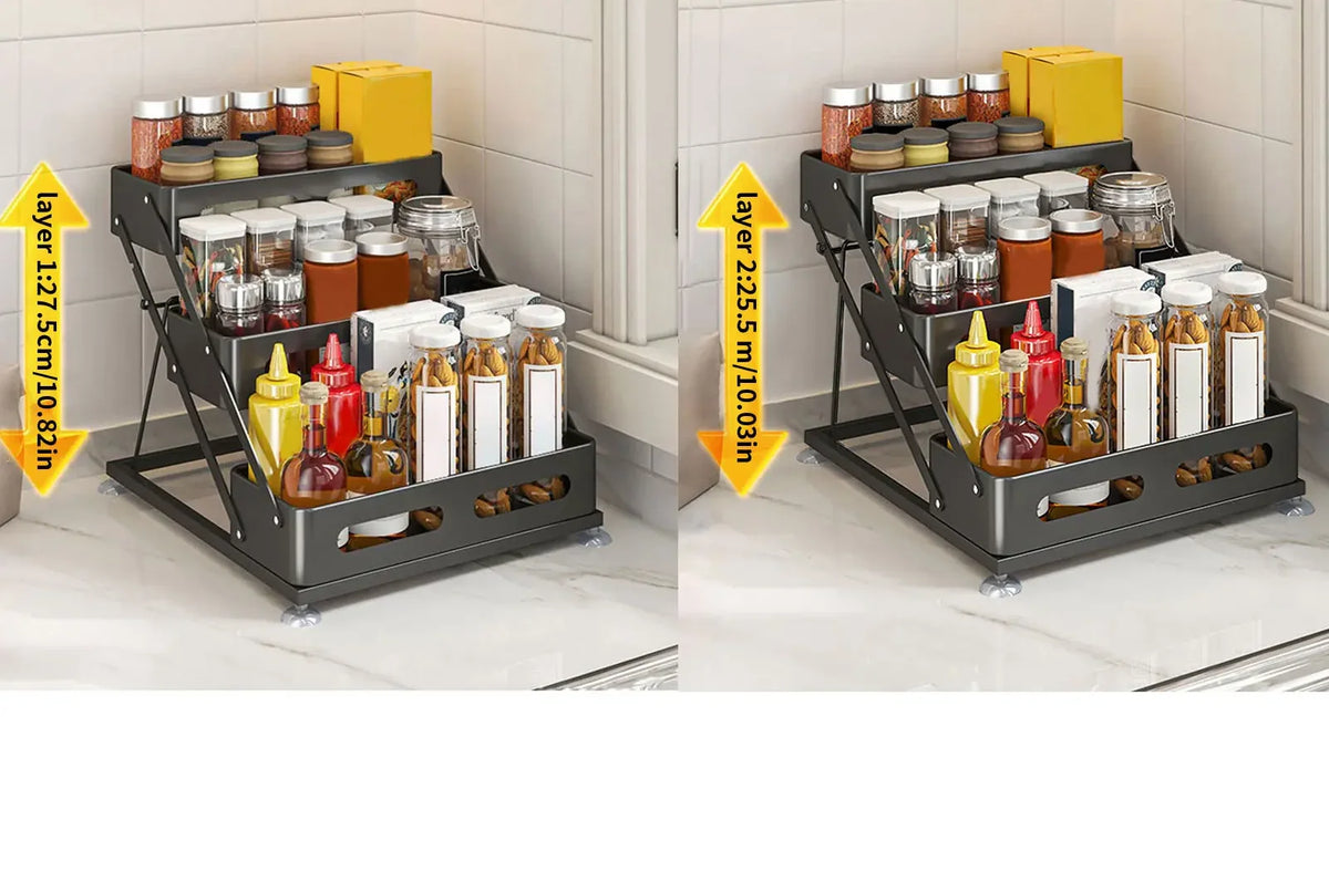 Spice Rack 3-Tier Foldable Powder-Coated Metal