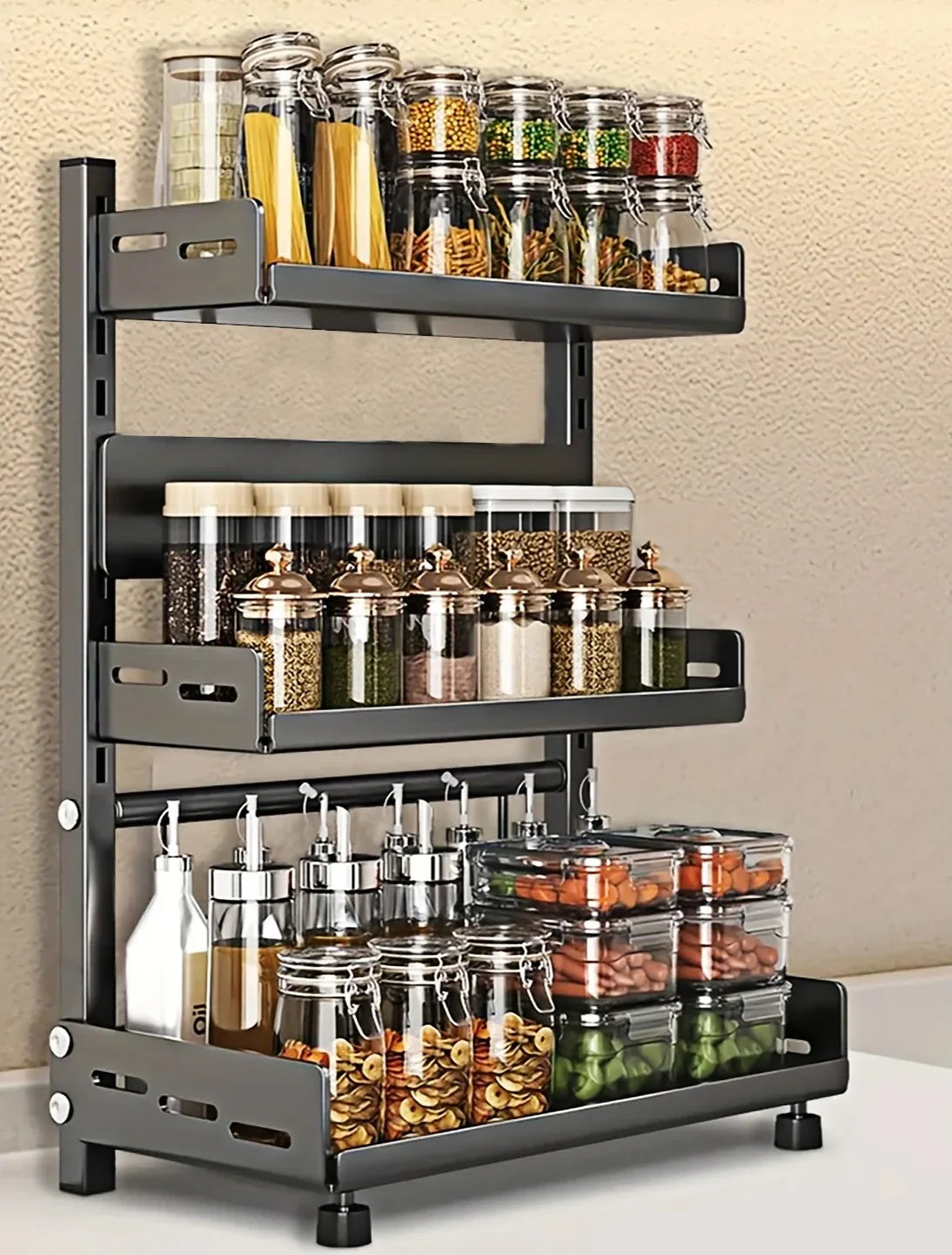 Spice Rack 3-Tier Stainless Steel Space-Saving