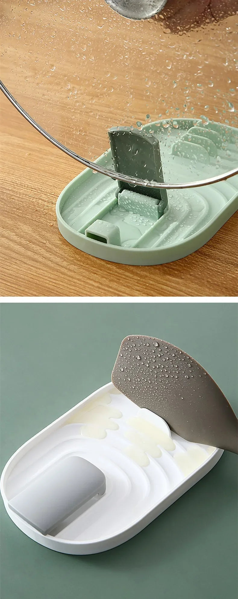 Spoon & Spatula Rest Heat-Resistant Foldable Non-Slip Grooves