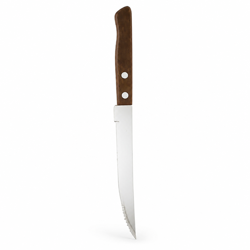 Steak Knife Set Serrated Stainless Steel & Wooden Handles