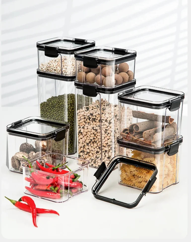 Storage Jars Set Food-Grade Acrylic Airtight & Stackable