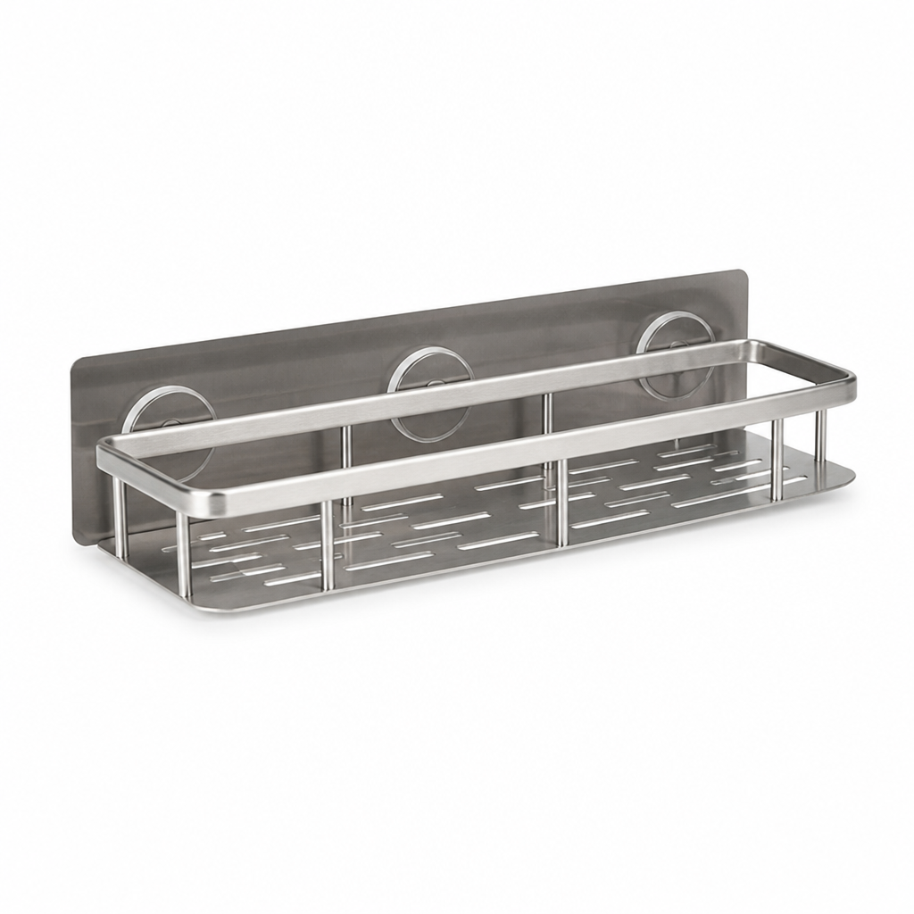 Suction-Cup Bathroom Shelf With Tool-Free Installation