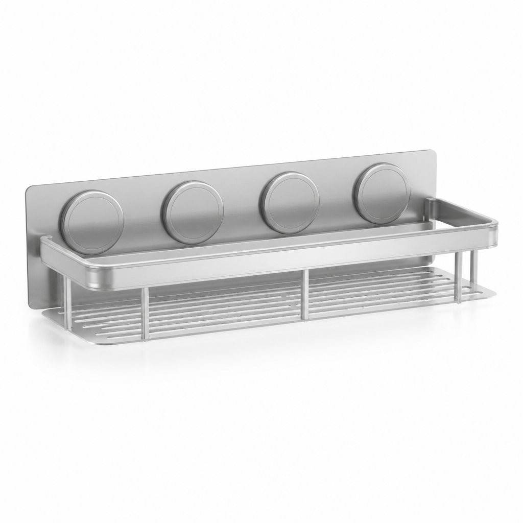 Suction-Cup Bathroom Shelf With Tool-Free Installation