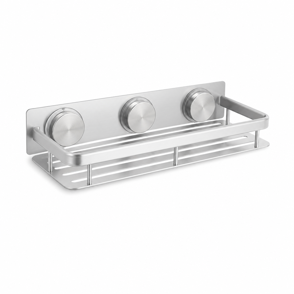 Suction-Cup Bathroom Shelf With Tool-Free Installation