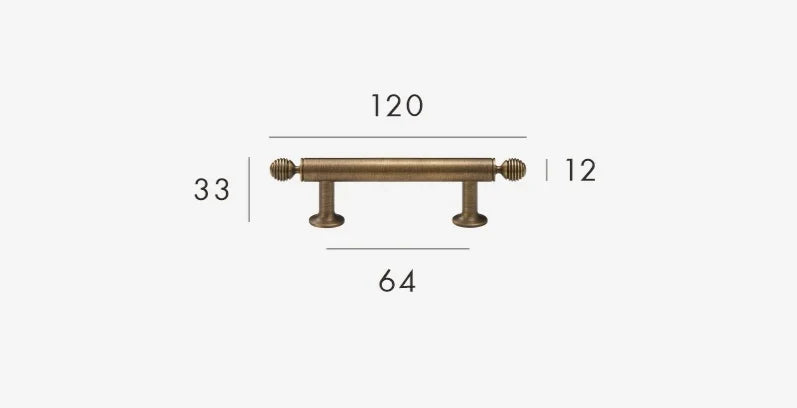 T-Bar Cabinet Handle Solid Brass Antique Finish