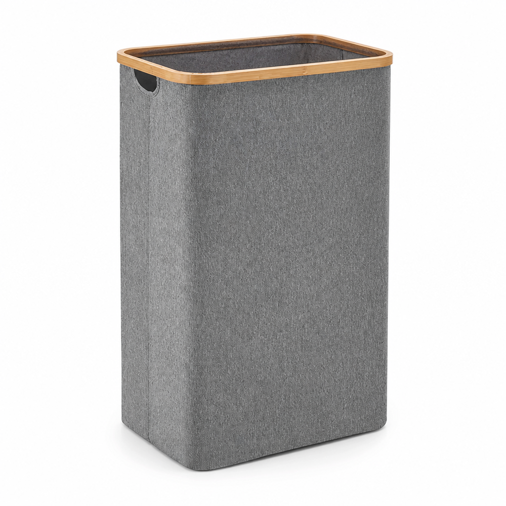 Tall Vertical Bamboo Laundry Basket