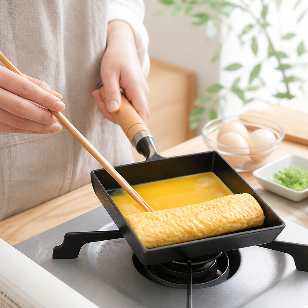Tamagoyaki Pan Cast Iron Square Natural Non-Stick