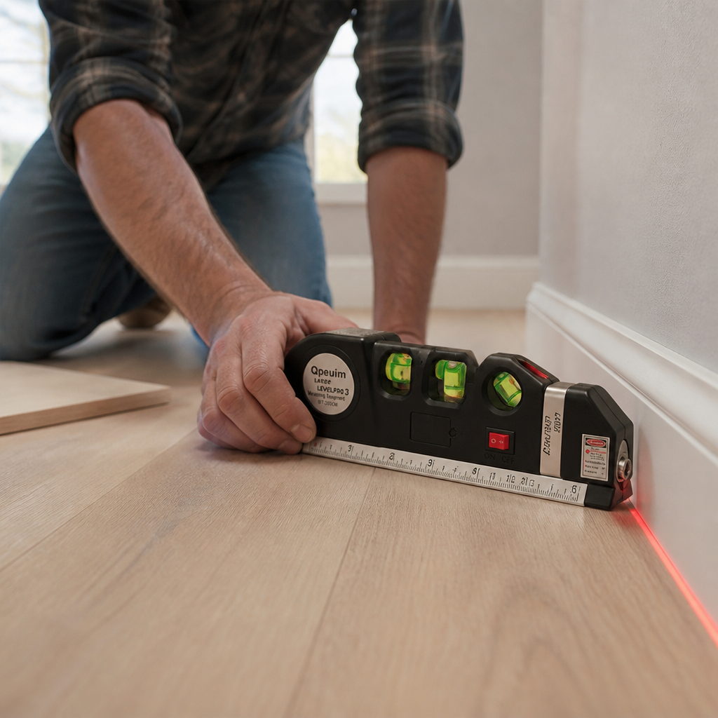Tape Measure, Level, and Light Handheld Laser Measuring Tool (4-in-1)