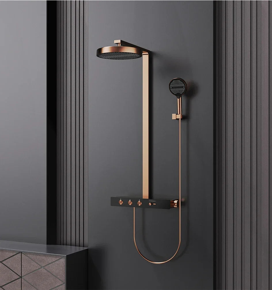 Thermostatic Shower System Concealed Rainfall Brass Construction