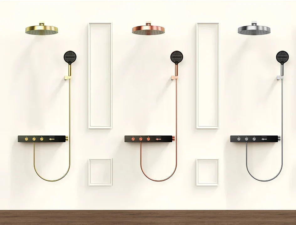 Thermostatic Shower System Concealed Rainfall Brass Construction