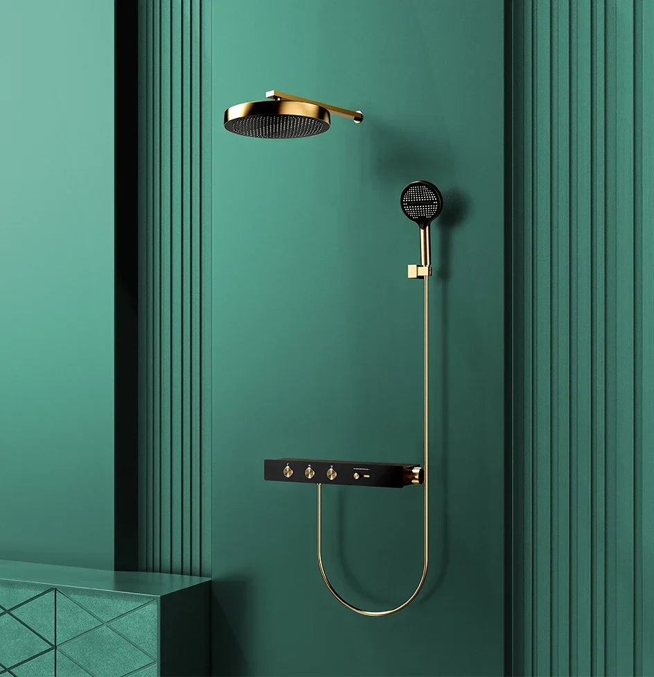 Thermostatic Shower System Concealed Rainfall Brass Construction