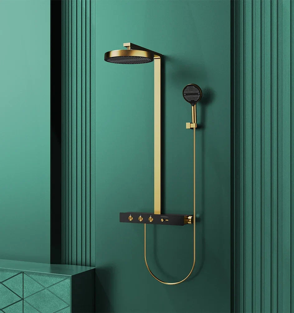 Thermostatic Shower System Concealed Rainfall Brass Construction