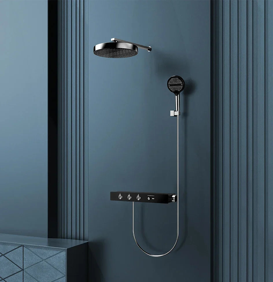 Thermostatic Shower System Concealed Rainfall Brass Construction