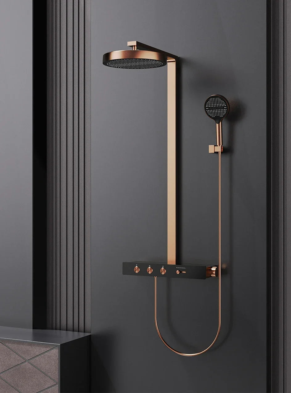 Thermostatic Shower System Concealed Rainfall Brass Construction