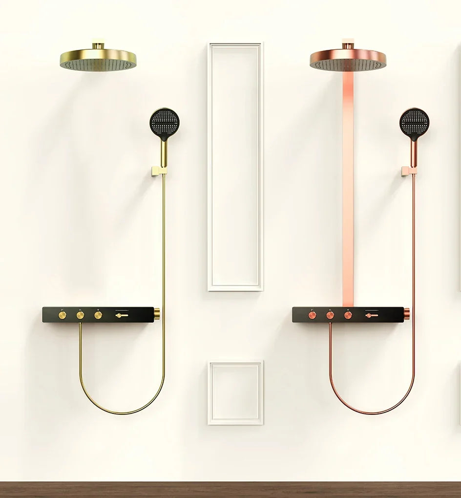 Thermostatic Shower System Concealed Rainfall Brass Construction