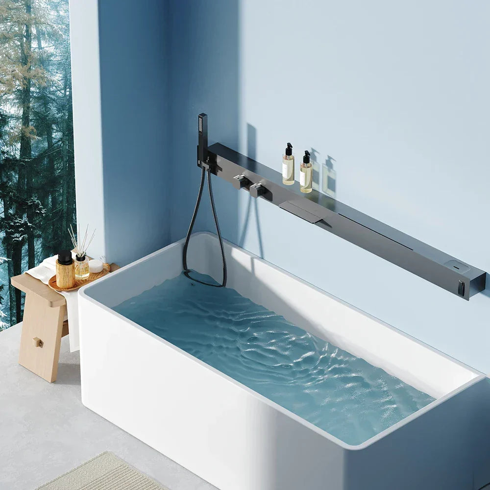 Thermostatic Shower System Rainfall & Handheld 59 Inch Shelf