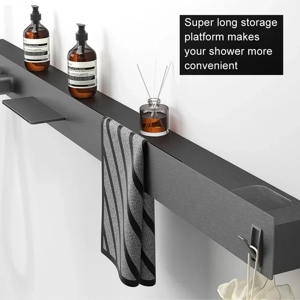 Thermostatic Shower System Rainfall & Handheld 59 Inch Shelf