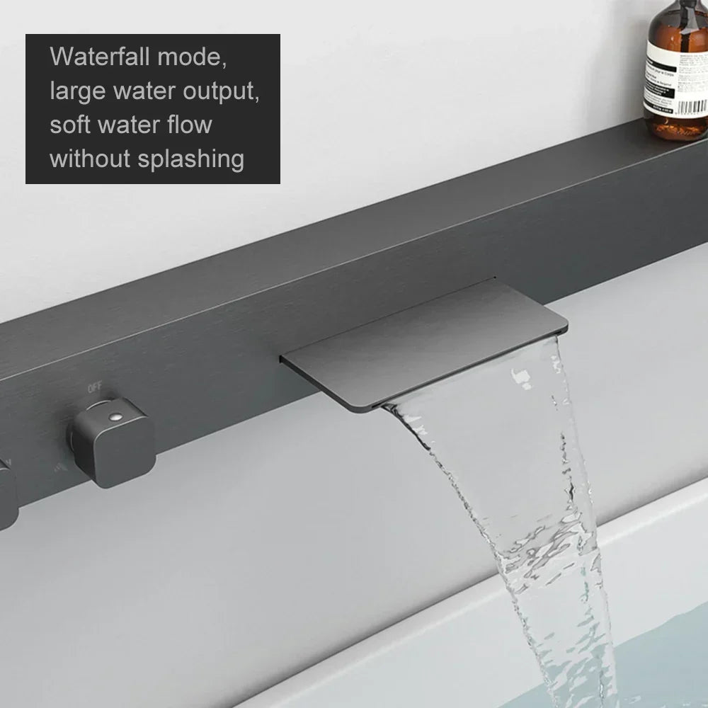 Thermostatic Shower System Rainfall & Handheld 59 Inch Shelf