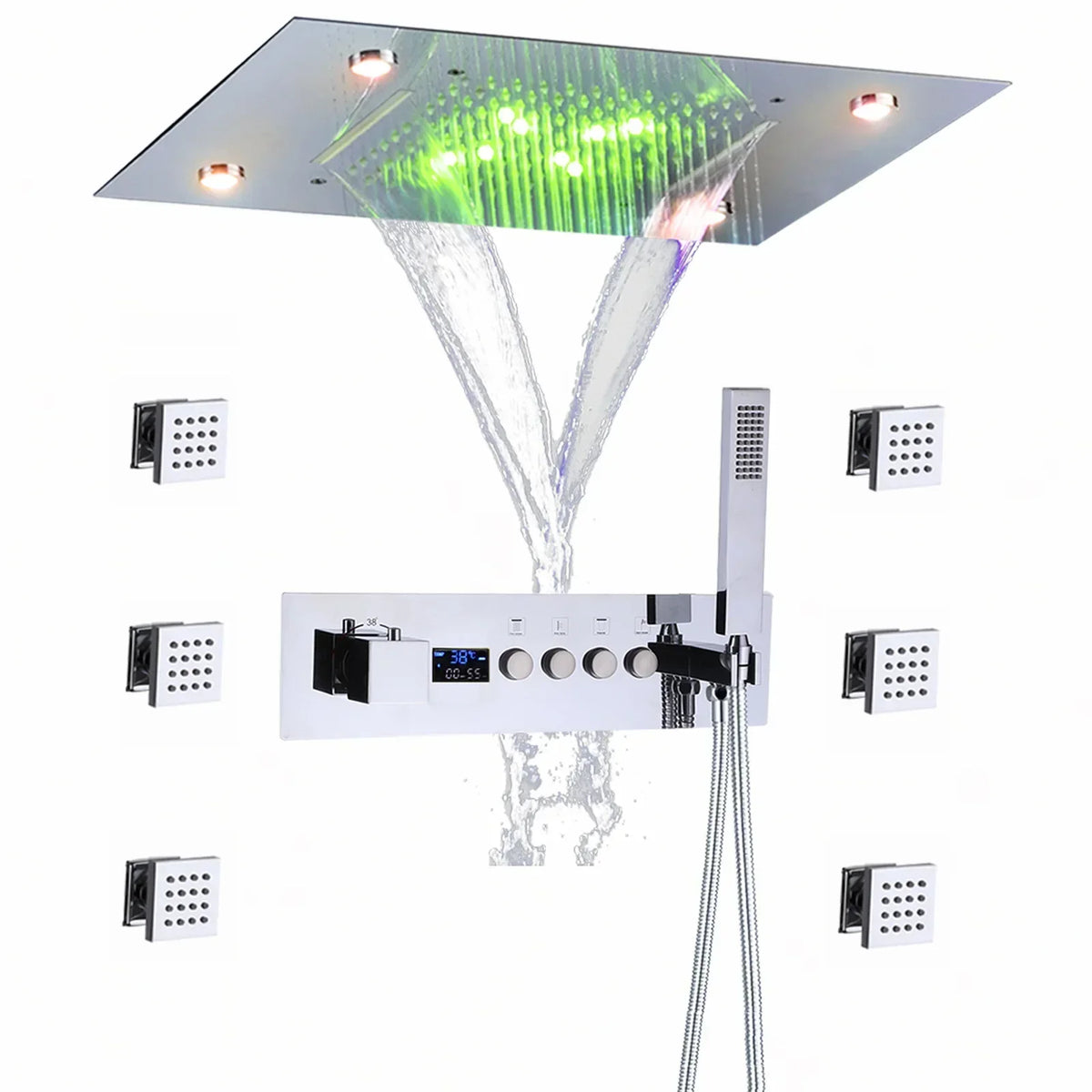 Thermostatic Shower Valve LED Temperature Display Solid Brass