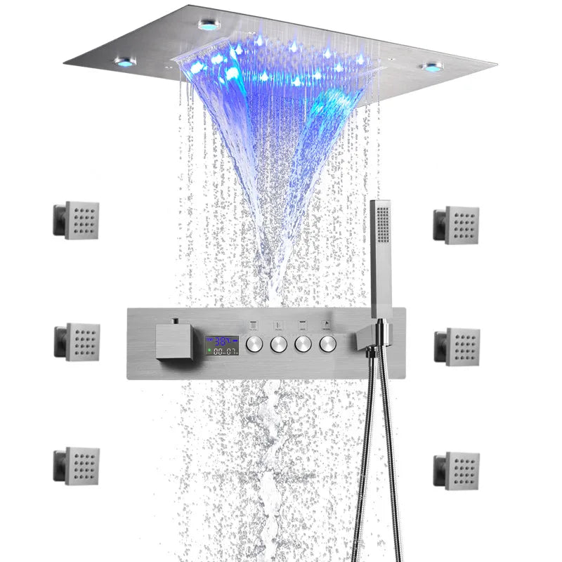 Thermostatic Shower Valve LED Temperature Display Solid Brass