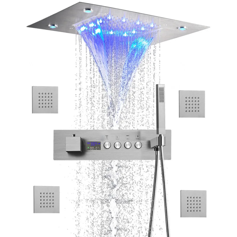 Thermostatic Shower Valve LED Temperature Display Solid Brass