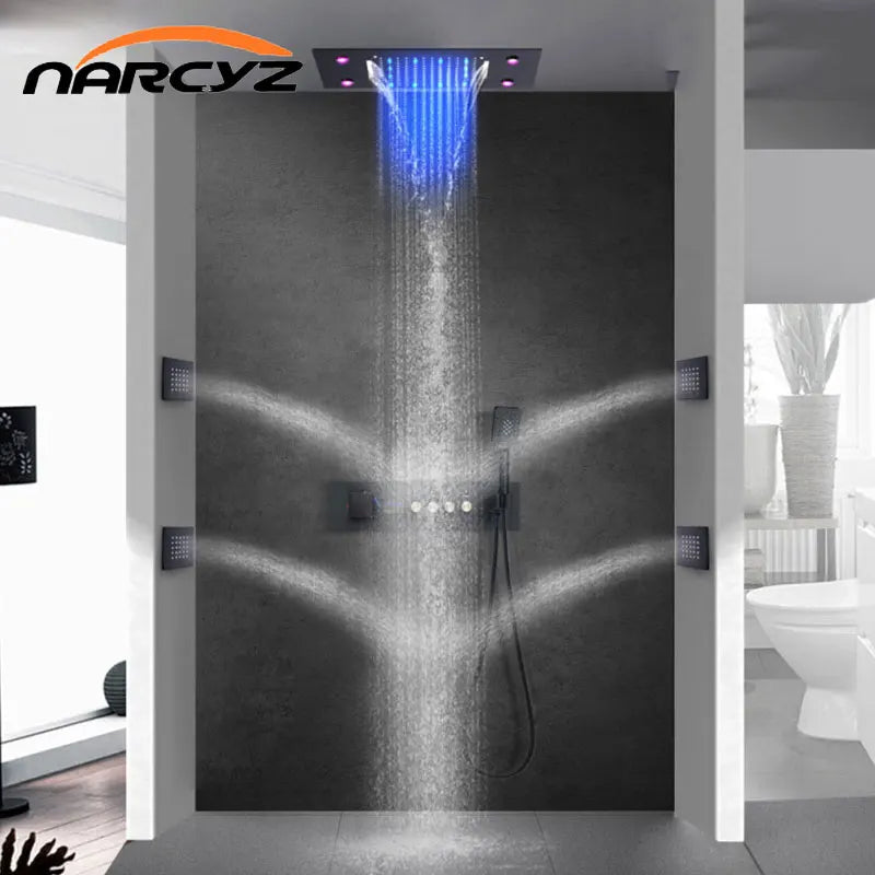 Thermostatic Shower Valve LED Temperature Display Solid Brass