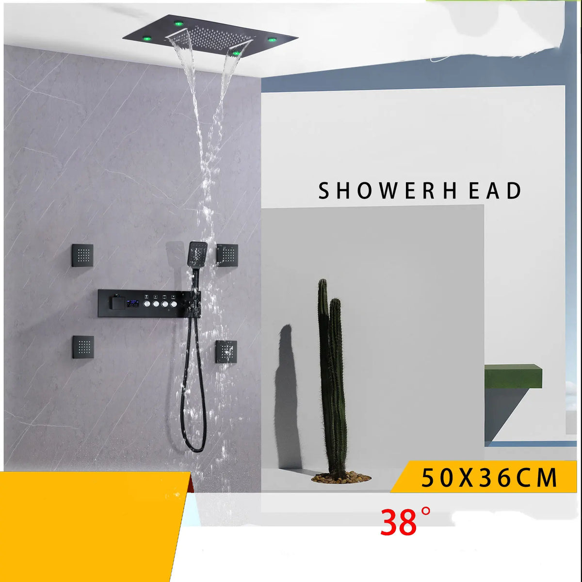 Thermostatic Shower Valve LED Temperature Display Solid Brass