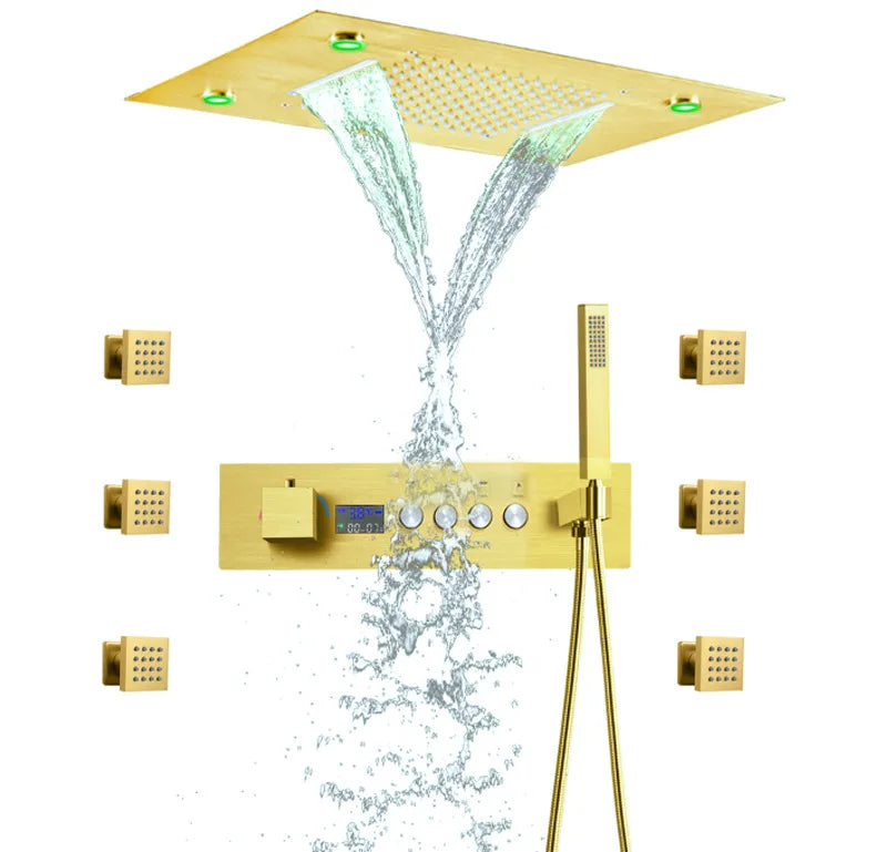 Thermostatic Shower Valve LED Temperature Display Solid Brass