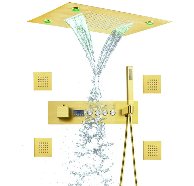 Thermostatic Shower Valve LED Temperature Display Solid Brass