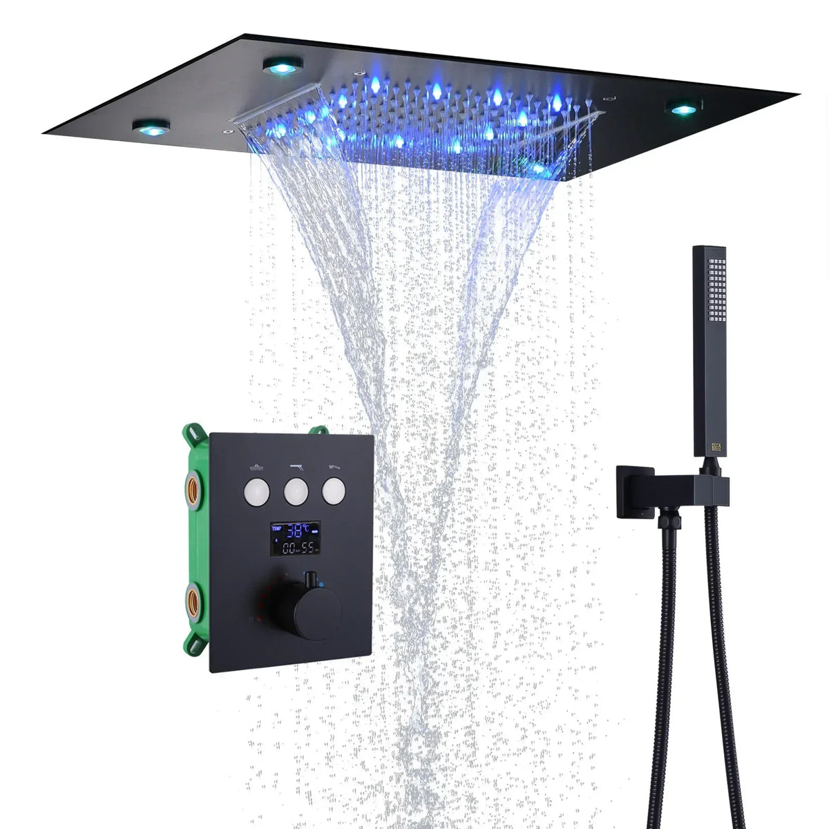 Thermostatic Shower Valve LED Temperature Display Solid Brass