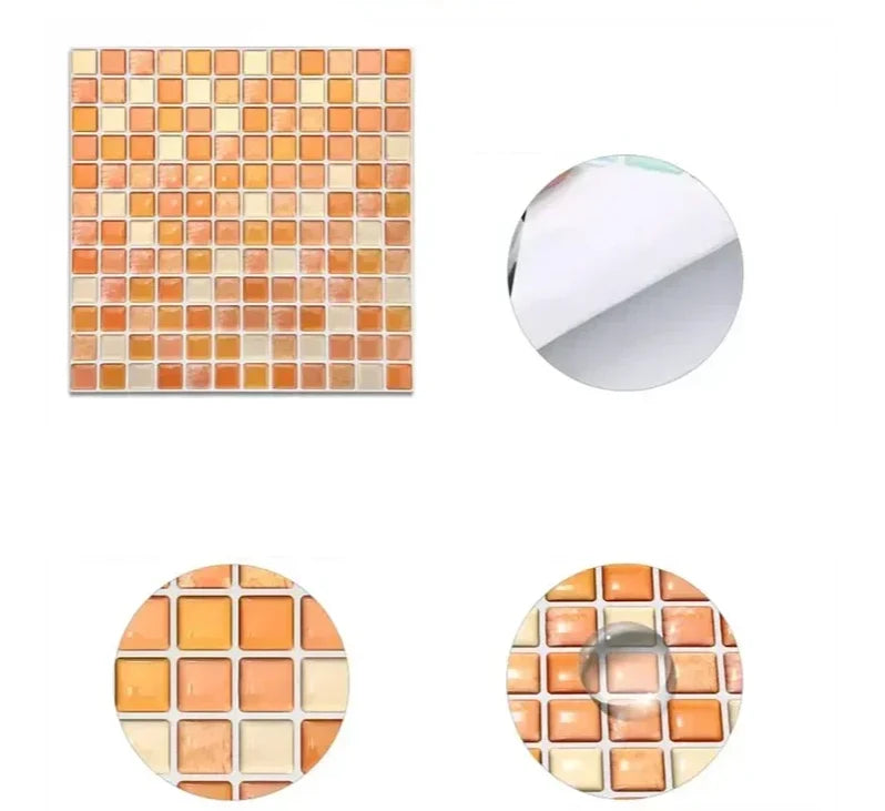 Tile Stickers 3D Glossy Self-Adhesive Waterproof & Heat-Resistant
