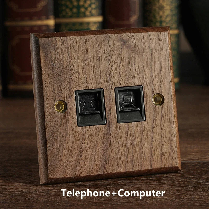 Toggle Wall Switch Solid Walnut Knurled Brass Lever