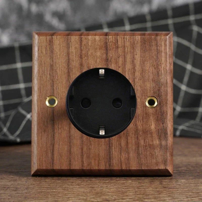 Toggle Wall Switch Solid Walnut Knurled Brass Lever